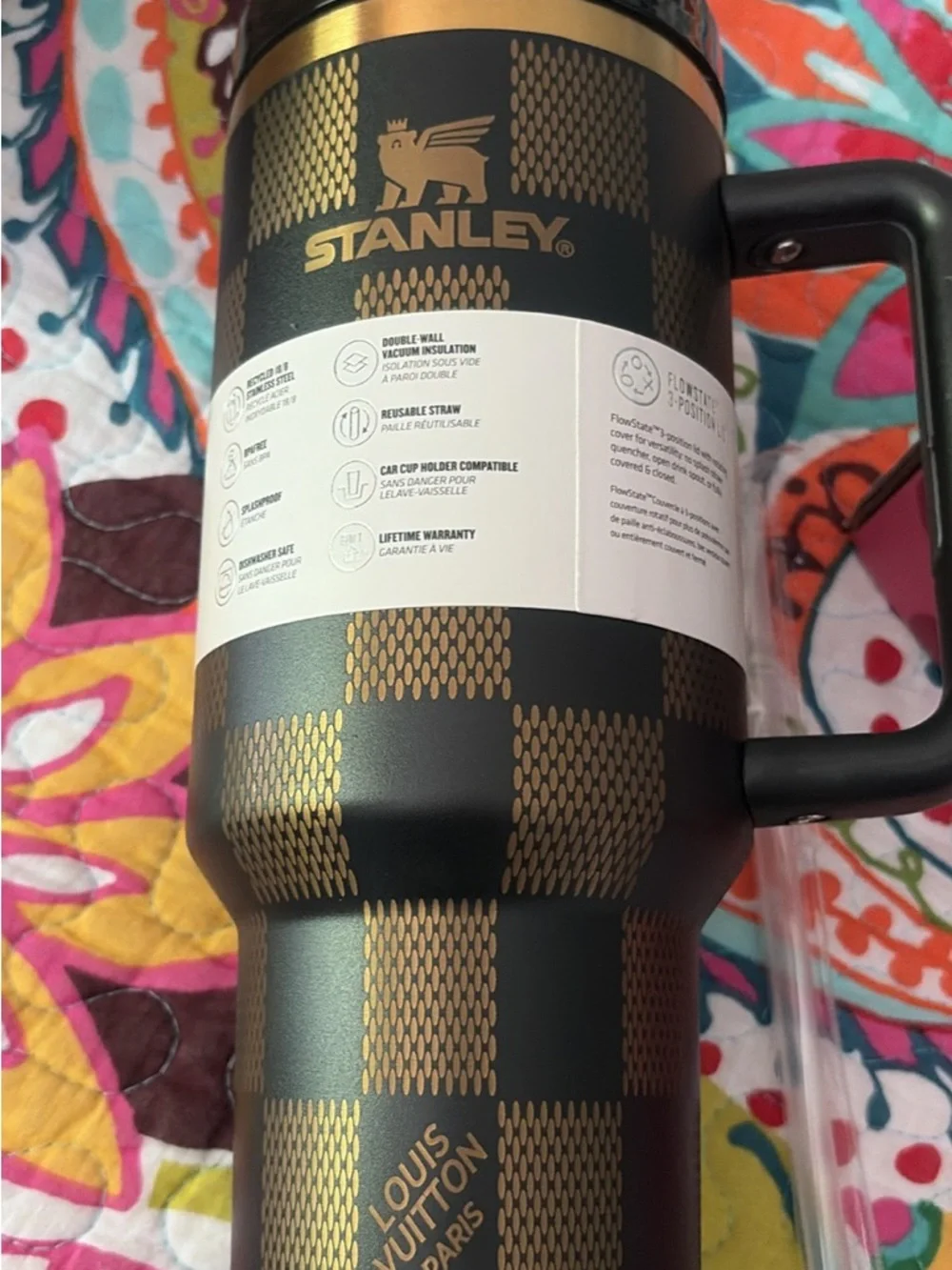 Stanley Black & Brown Checker FlowState Tumbler with Handle 40 Oz - Picture 2 of 2